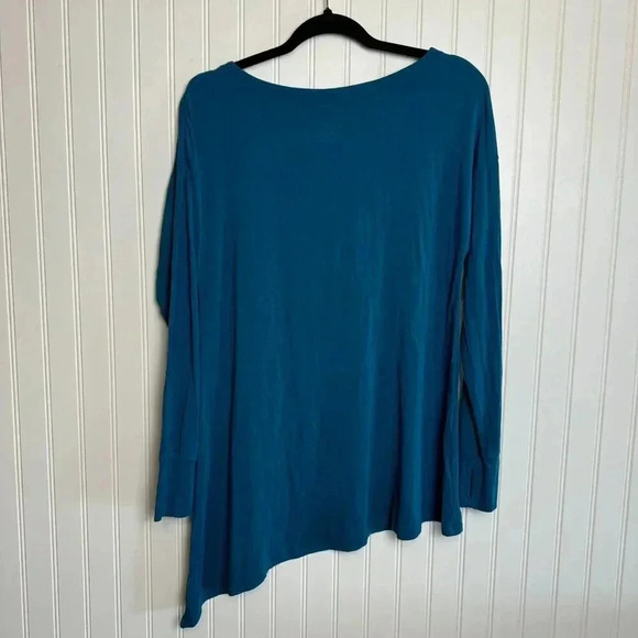 Cuddl Duds teal long sleeve asymmetrical hemline tunic size medium P17 - Picture 3 of 3